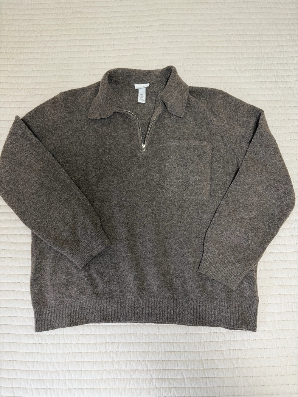 H&M Men's Zip-Front Sweater in Brown Heather